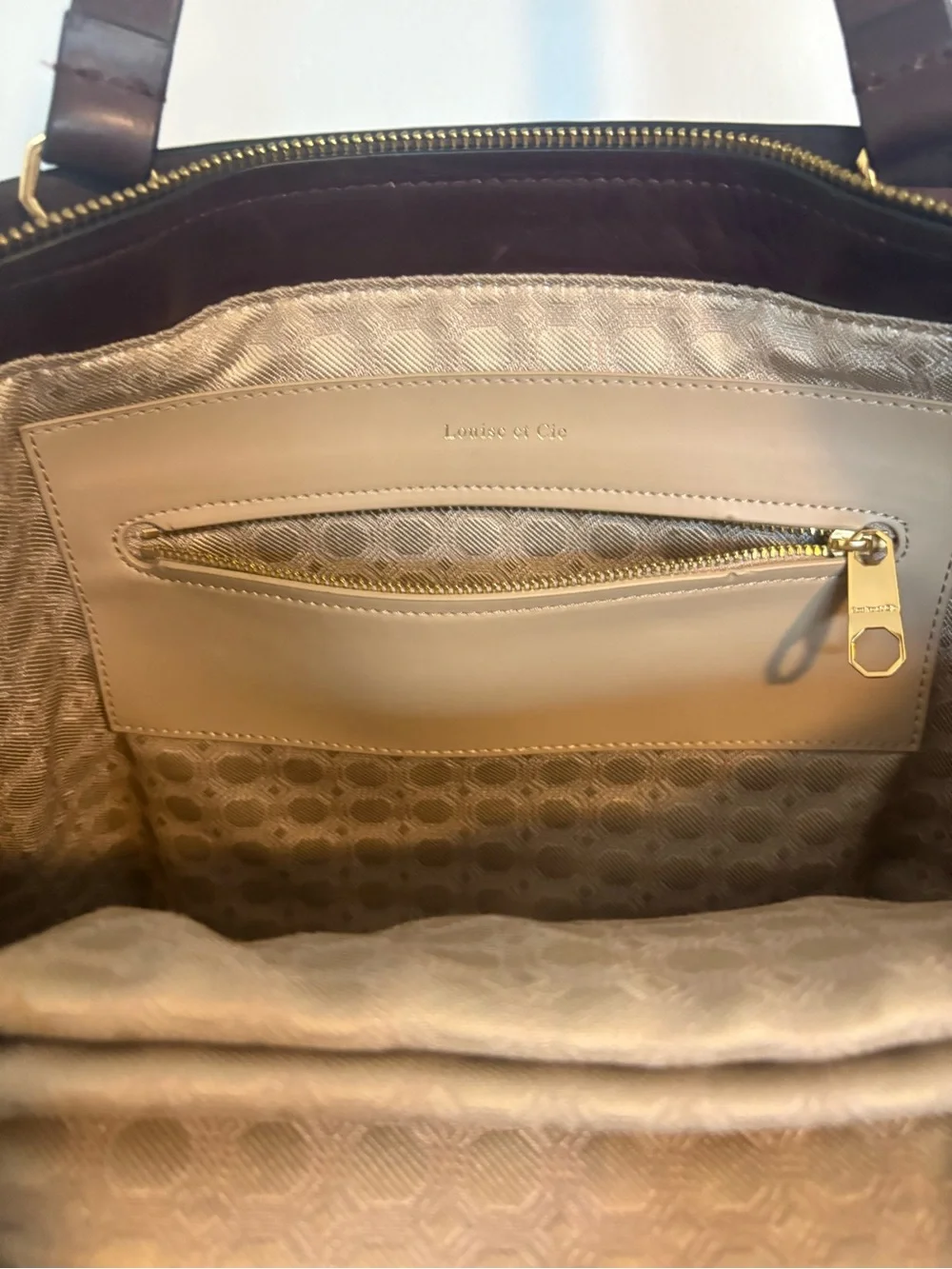Louise et Cie Aubergine/Rosewood Leather Laptop Tote